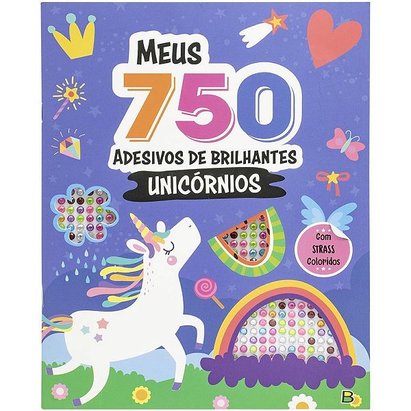 Livro com adesivos 750 ades.strass unicornio 32pg - todolivro (unidade)