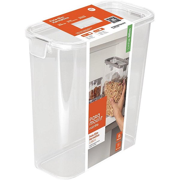 Pote acrilico slim multiuso 3390ml branco - paramount (unidade)