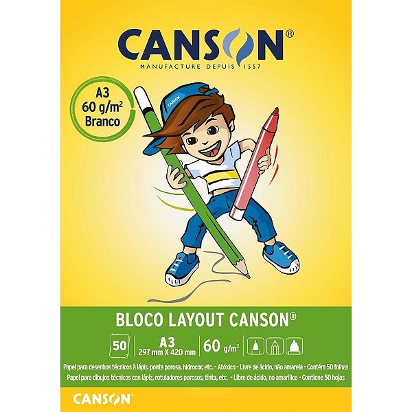 Bloco para educacao artistica layout a3 60g. 50fls - canson (unidade)