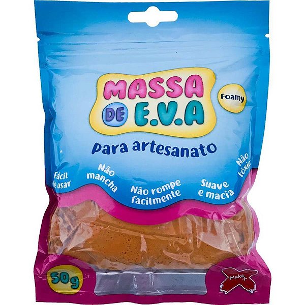 Massa de eva marrom 50g - make+ (unidade)