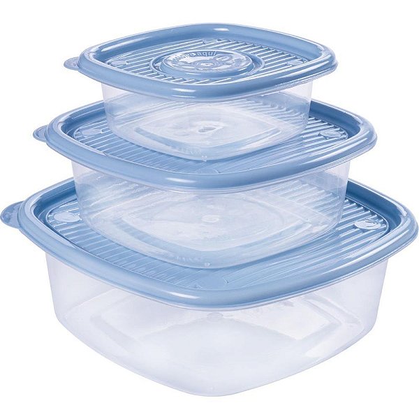 Pote plastico conj 3 potes pop qd p/m/g - plasutil (kit)