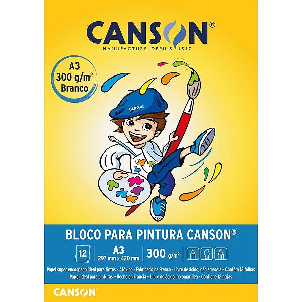 Bloco para educacao artistica pintura infantil a3 300g 12fls - canson (bloco)