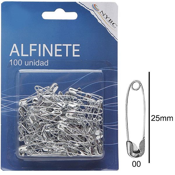 Alfinete seguranca n.00 prata c/100unid. - nybc (pct.c/06)