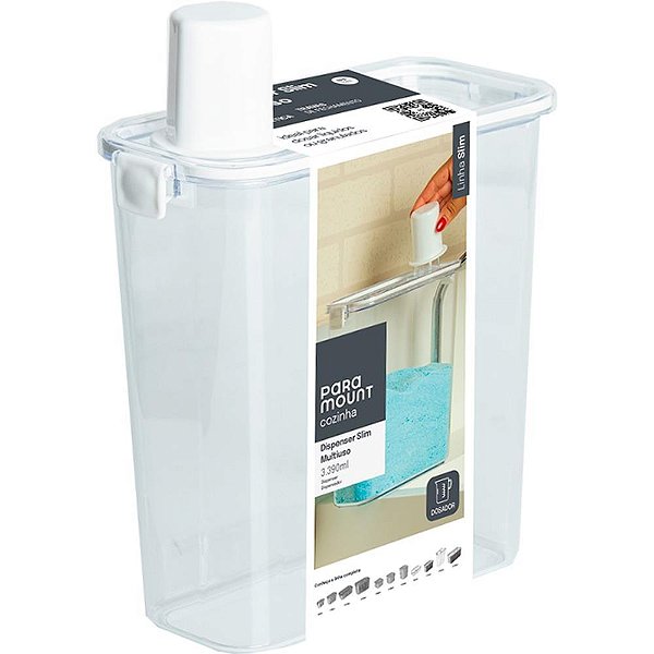 Pote acrilico slim dispenser multiuso 3390ml - paramount (unidade)