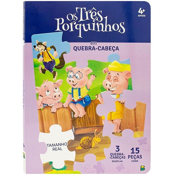 Livro quebra-cabeca os tres porquinhos 3x15pcs 6pg - todolivro (unidade)