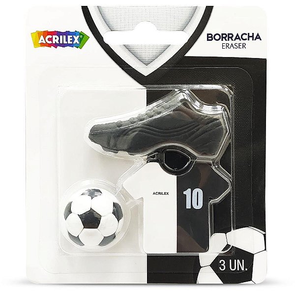 Borracha decorada futebol preto/branco - acrilex (pct.c/06)