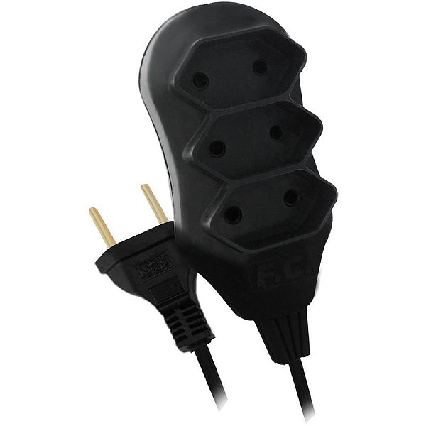Extensao eletrica bipolar 5m 3 tomadas pt - f.c. (unidade)