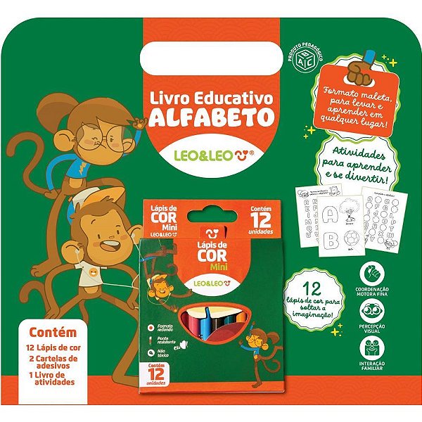 Livro infantil colorir pedagogico c/12 lapis+adesivos - leonora (unidade)