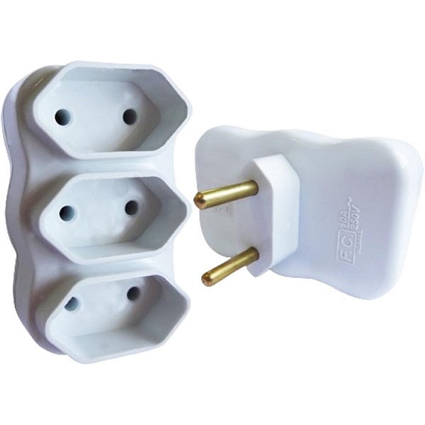 Adaptador para tomada multiplicador bipolar br - f.c. (pct.c/10)