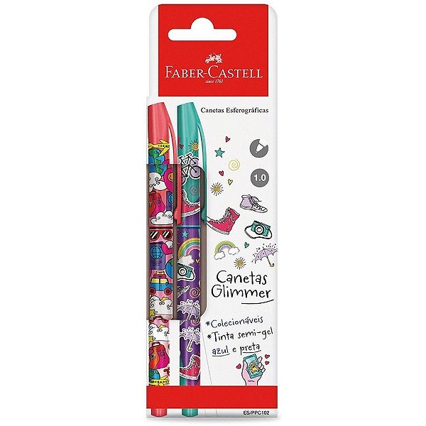 Caneta esferografica glimmer viagem gel az/pt - faber-castell (pct.c/04)