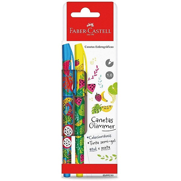 Caneta esferografica glimmer botanica gel az/pt - faber-castell (pct.c/04)