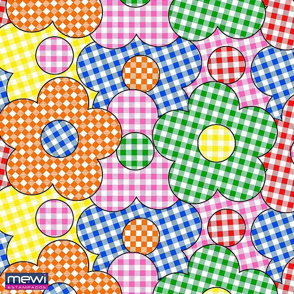 Tnt estampado 1,40m 40g xadrez floral - mewi (rl-25mts)