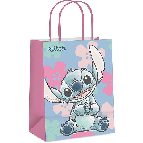 Sacola para presente decorada stitch sweet m 26x19,5x9,5cm - cromus (pct.c/10)