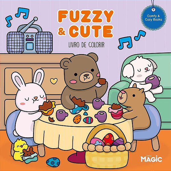 Livro de colorir fuzzy e cute 48pg 180g - magic kids (unidade)