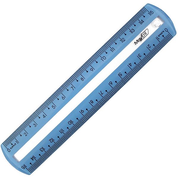 Regua de poliestireno guia de leitura azul 15cm. - maxcril (pct.c/10)