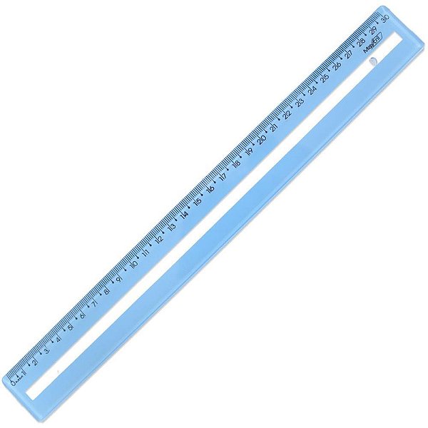 Regua de poliestireno guia de leitura  azul 30cm. - maxcril (pct.c/10)