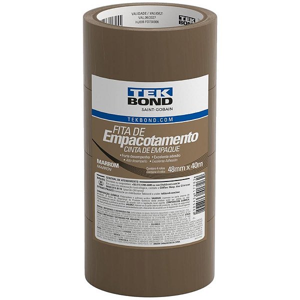 Fita para empacotamento pp 48mmx40m marrom - tekbond (pct.c/04)