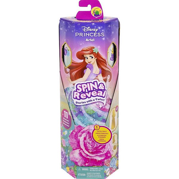 Boneca disney princesa ariel spin e reveal - mattel (unidade)