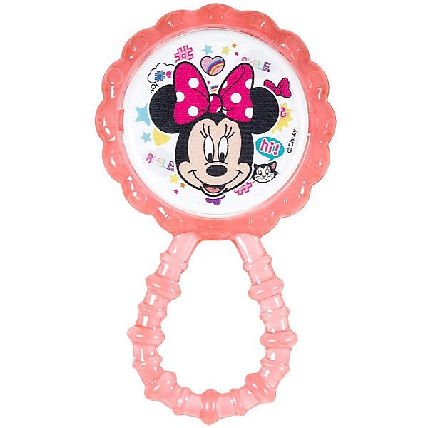 Mordedor e chocalho minnie rosa - dermiwil (unidade)