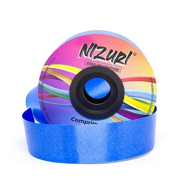 Fita poli lisa 32mmx50m azul - nizuri (rolo)