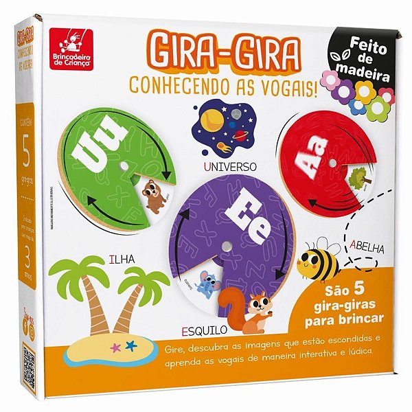 Jogo educativo gira gira conhecendo as vogais - brinc. de crianca (unidade)