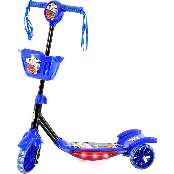 Patinete azul c/luz,som e cesta - dm toys (unidade)