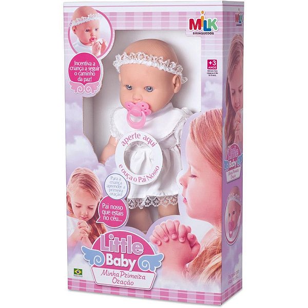 Boneca com mecanismo little baby primeira oracao - milk (unidade)