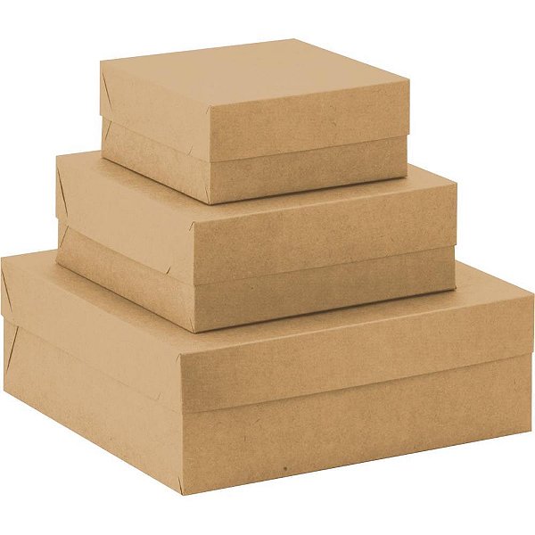 Caixa para presente com tampa kraft gd 28x28x10 quadrada - cristina (pct.c/10)