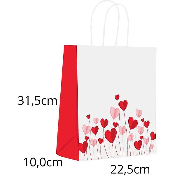 Sacola para presente decorada amor origami m 22x31x10cm - scrity (pct.c/10)