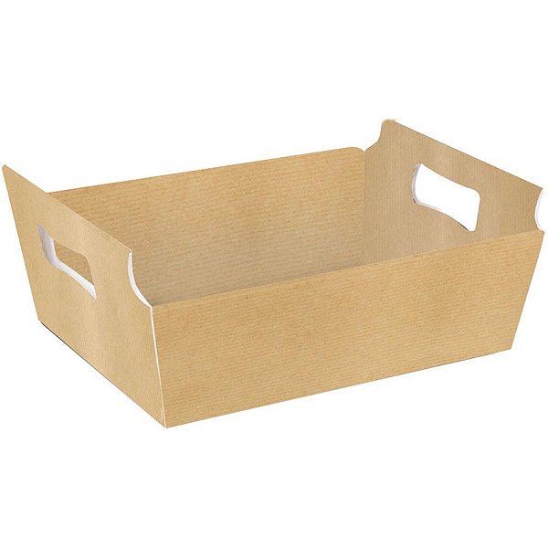 Cesta de papel caixote kraft tam g 32x24x11cm - cromus (pct.c/10)
