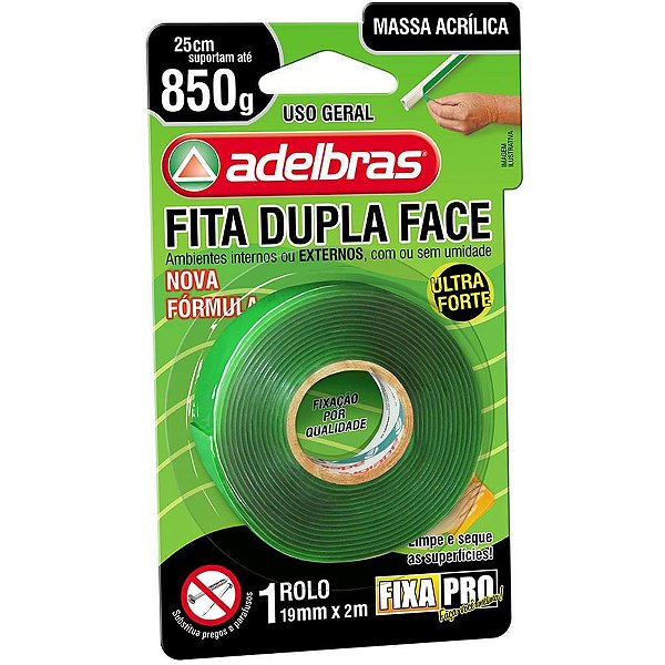 Fita dupla face fixa pro massa acrilic 19mmx2m - adelbras (unidade)