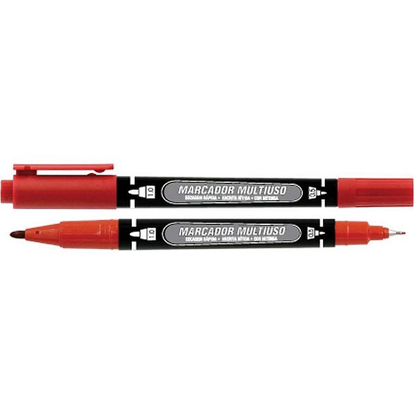 Caneta para cd 1.0mm mm100 ponta dupla vermelho - gramp line (cx.c/12)