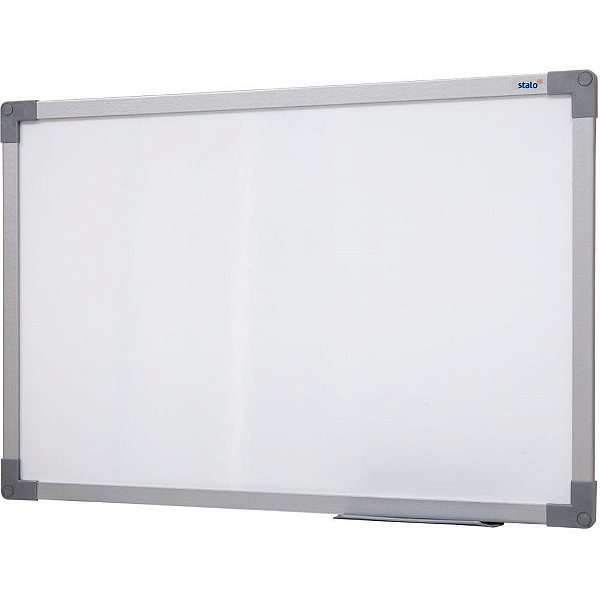 Quadro branco moldura madeira 090x060cm uv mdf soft prata - stalo (pct.c/02)
