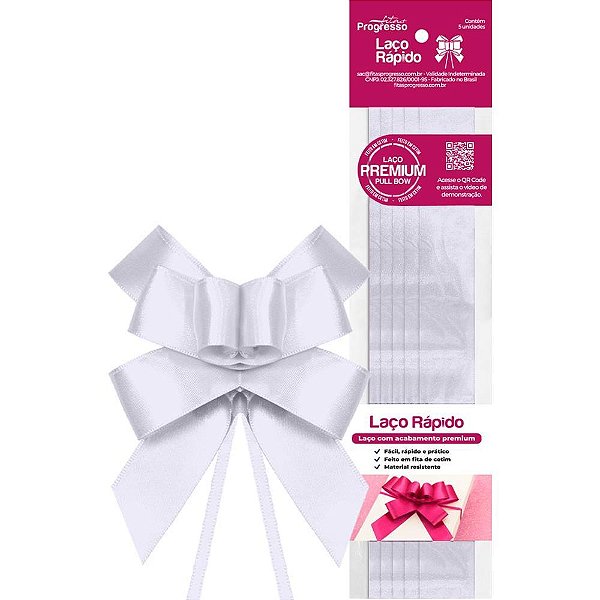 Laco pronto liso 22mmx44cm cetim branco - fitas progresso (pct.c/05)