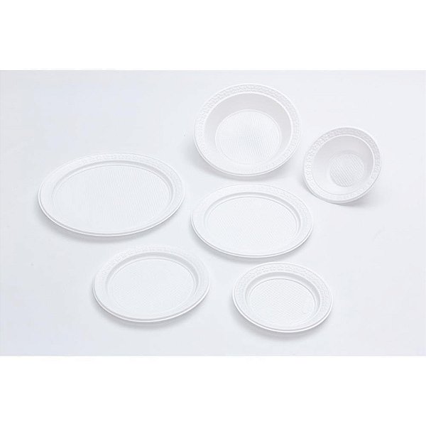 Prato plastico descartavel branco raso 15cm. diametro - kerocopo (pct.c/10)