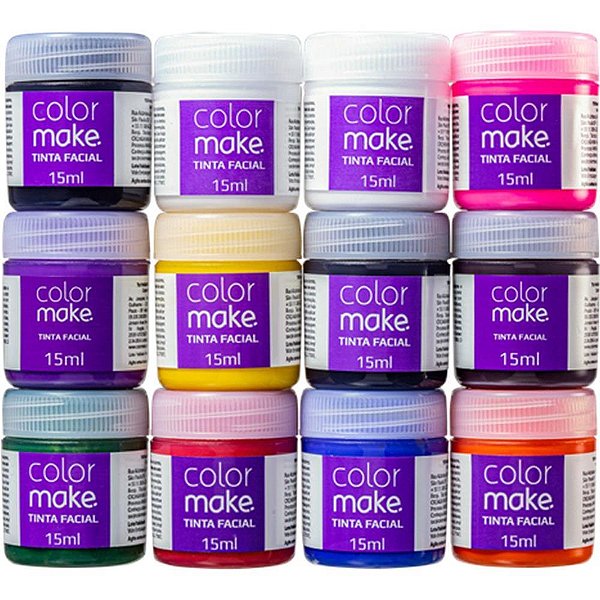 Pintura facial liquida 15ml. 12 cores (s) - colormake (dp.c/12)