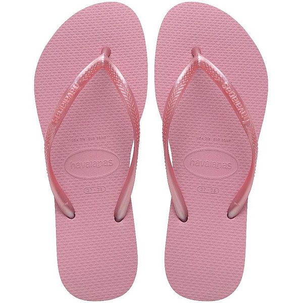 Chinelo havaianas feminino slim 37/8 rosa chiffon - havaianas (par)