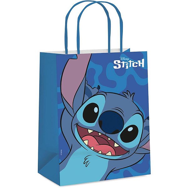 Sacola para presente decorada stitch g 32x26,5x13cm - cromus (pct.c/10)