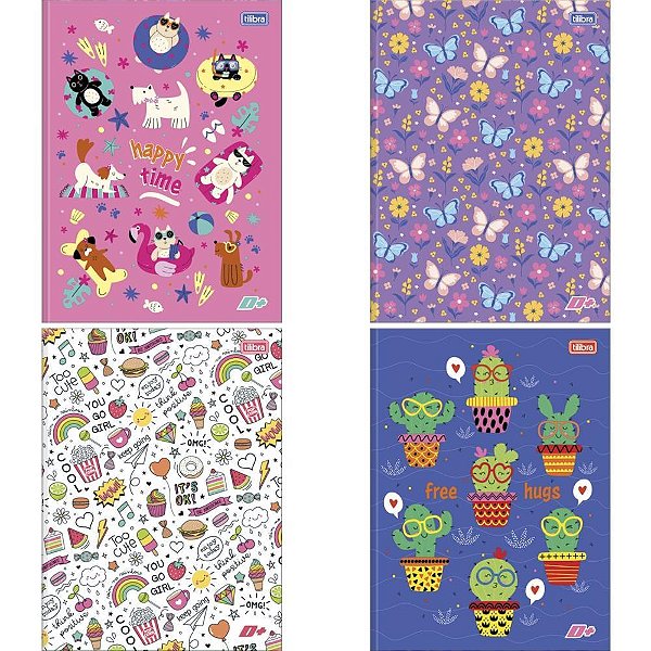 Caderno brochurao capa dura d+ 48fls feminino - tilibra (pct.c/10)