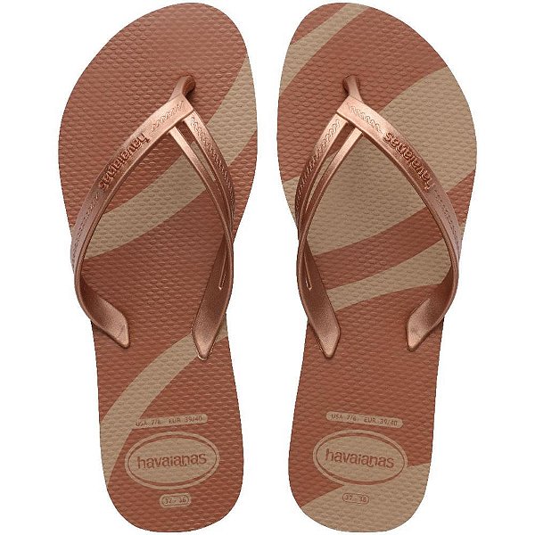 Chinelo havaianas feminino elegance print 39/0 rose gold - havaianas (par)