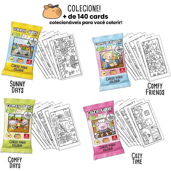 Card de colorir comfy e cozy com 6un - brinc. de crianca (unidade)
