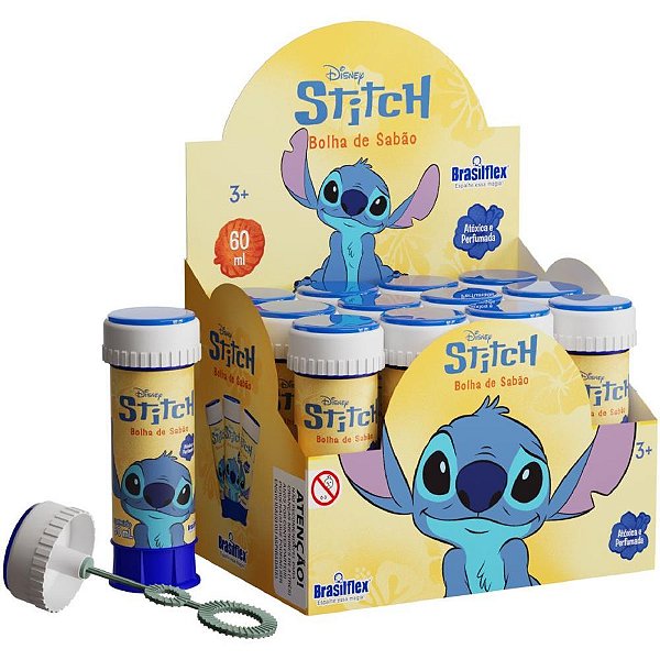 Bolha de sabao stitch 60ml c/jogo - brasilflex (cx.c/12)