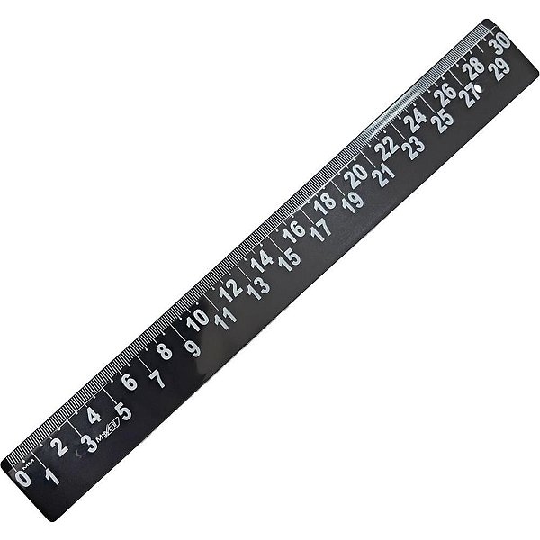 Regua plastica baixa visao preta 30cm - maxcril (pct.c/10)