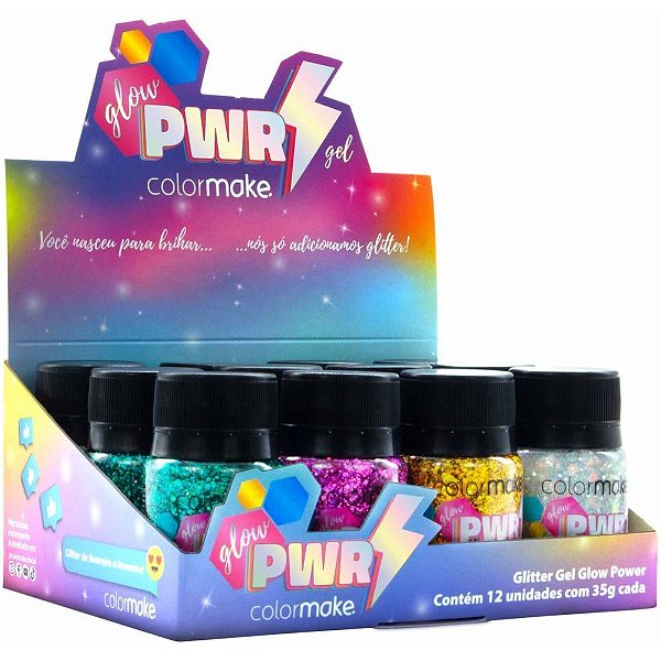 Pintura facial gel gliter glow power (s) - colormake (dp.c/12)