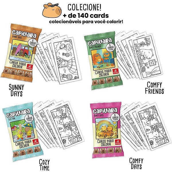 Card de colorir capivara com 6un - brinc. de crianca (unidade)