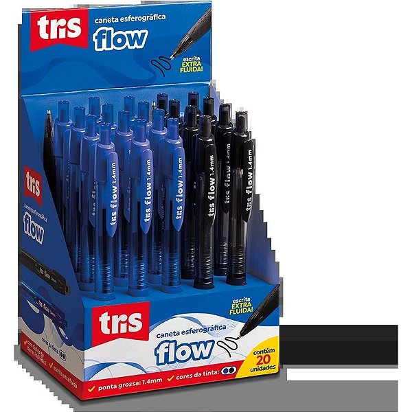 Caneta esferografica tris flow retratil 12az/8pt - summit (dp.c/20)