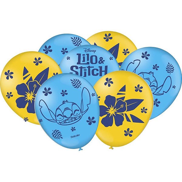 Balao 9 decorado lilo e stitch - festcolor (pct.c/25)