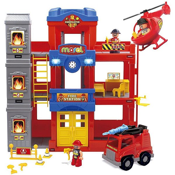 Cenario tematico (playset) fire station c/luz/som 23pcs - maral (unidade)
