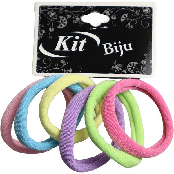 Acessorio para cabelo elastico color mix 02 4cm c/06 - kit (pct.c/12)