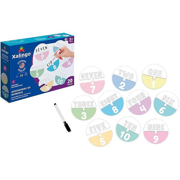 Brinquedo pedagogico aprendendo numeros ingles 20pc - xalingo (unidade)